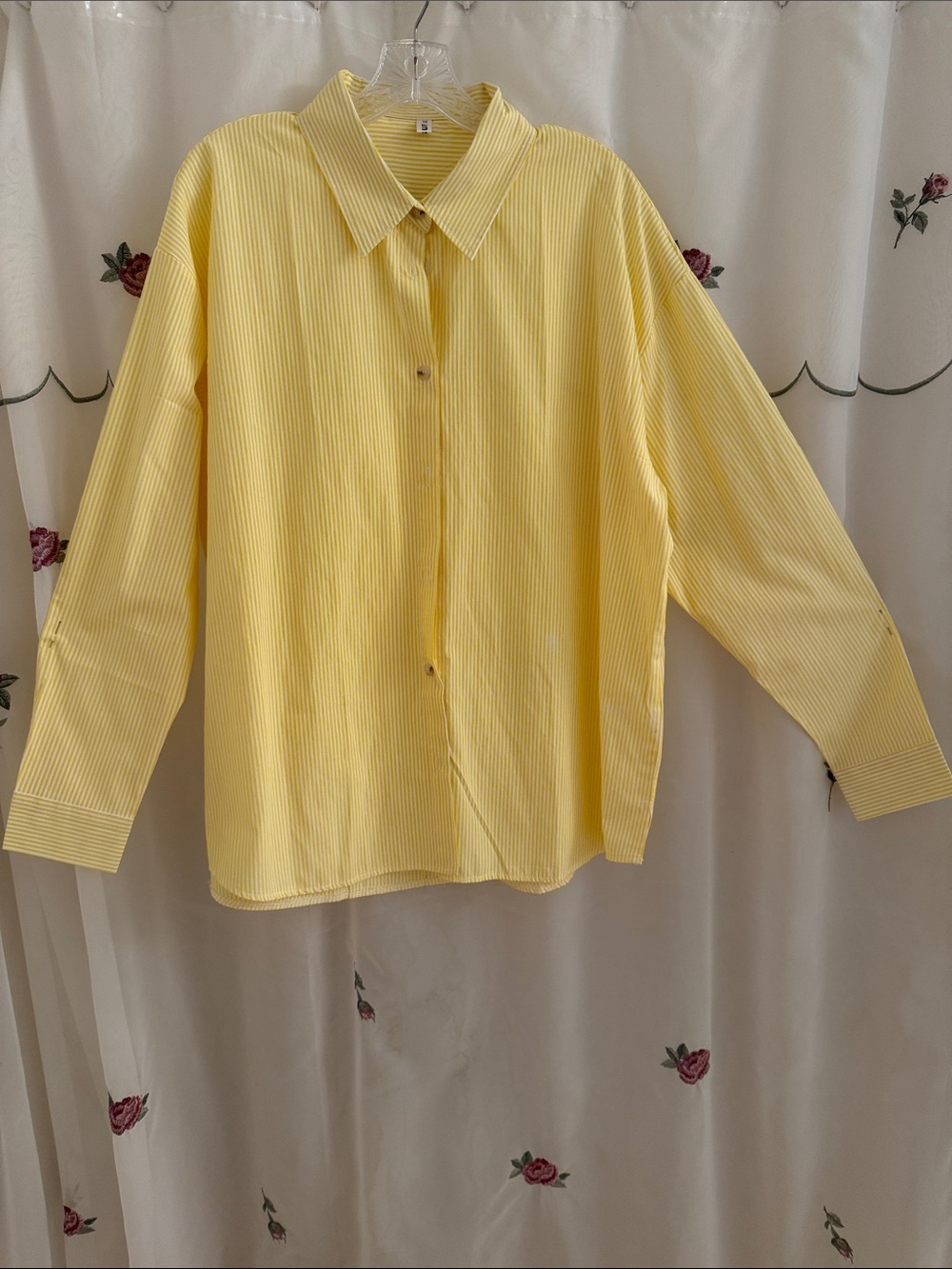 Light Yellow Polished Cotton Button-Down Boyfriend Shirt